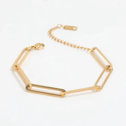 Fenny 18K PVD Gold Plated Tarnish Free Simple Paper Pin Chain Bracelet Trend for Women Stainless Steel Jewelry Wholesale