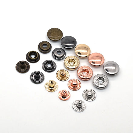 Factory Customized Color Four Part Spring Snap Button Round Shank Nickel-Free Brass Metal Buttons for Garment & Bags
