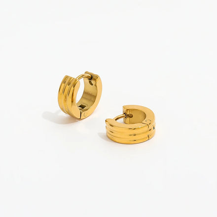 Fenny Ready to Ship 18K Gold-plated Chunky Smooth Hoop Earring Waterproof Wholesale Stainless Steel Ladies Jewelry