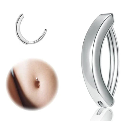 High Polished Surgical Steel Belly Stud Body Piercing Jewelry Curved Navel Ring Clicker Moon Clicker Belly Button Rings