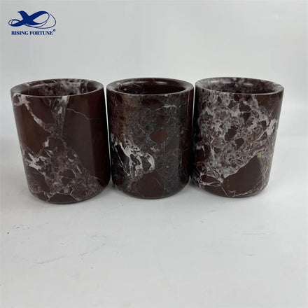 Simple Style Rosa Levanto Marble Candle Jar Luxury Red Ceramics Candle Aromatherapy Jar Wholesale Candle Holder with Lid