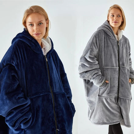 2023 Oversized Velvet Fleece Plush Giant Hoodie Breathable Zipper TV Design Winter Blanket for Adults Autumn Printed Pattern