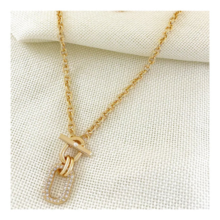 Classic Geometric Diamond Necklace for Women Gold Plated Link Chain Fashion Pendant for Anniversary Occasions