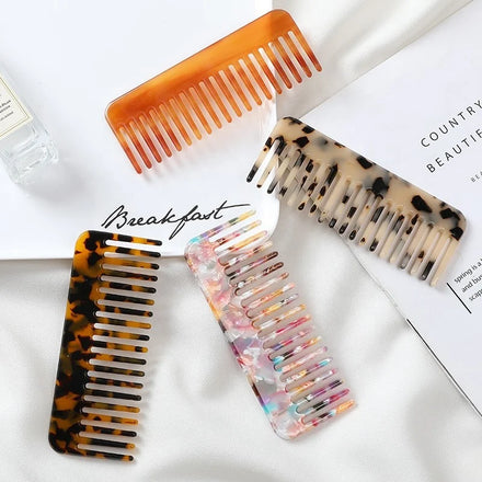 Hot Sell Wide Tooth Comb Cellulose Acetate Comb Custom Logo Anti Static Detangle Acetic Acid Hair Comb