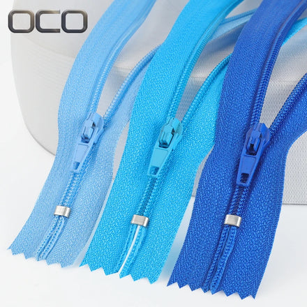OCO 3# Nylon Coil Zipper Auto Lock Closed End Customizable Length Colorful Children Zippers for Bag Garment Sewing DIY