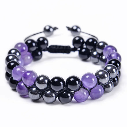 GT New Design Handmade Amethyst Adjustable Braided Natural Stone Hematite Bead Bracelet 6mm 8mm Bead Bracelet