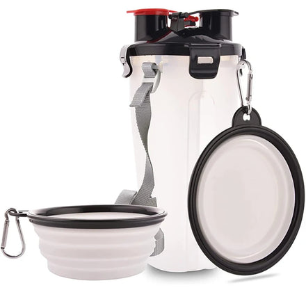 Portable Dog Pet Feeder 2 in 1 Dog Water&Food Bottle With Double Collapsible Silicone Pet Dog Bowls