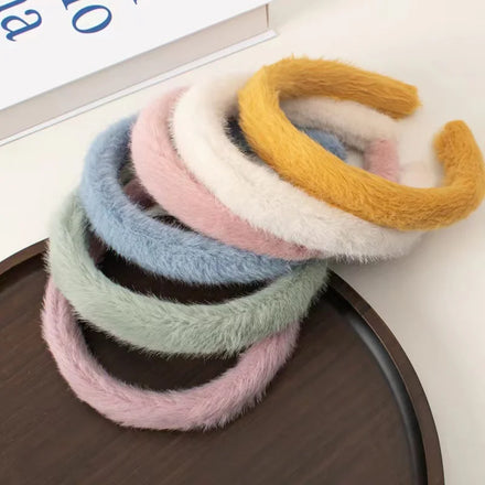 2022 Autumn/winter Fluffy Hair Band Fashion Korean Women Anti-slip pink Color Headband Elegant Simple Sweet for Hair Accessories