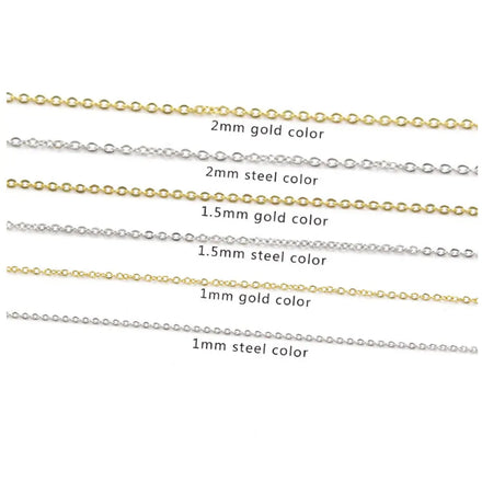 Fashion Chic Pure Stainless Steel O Type Chain 1 1.5 2mm Wide 16 18 20 22 24 Inches Long Rich Color for Pendant Necklace Jewelry