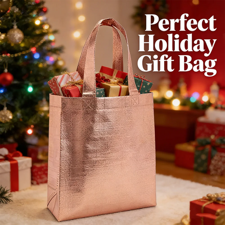 Personalized Metallic Glitter Christmas Gift Tote Eco Laminated Non Woven Shopping Promotion Bag Reusable Gift Bags