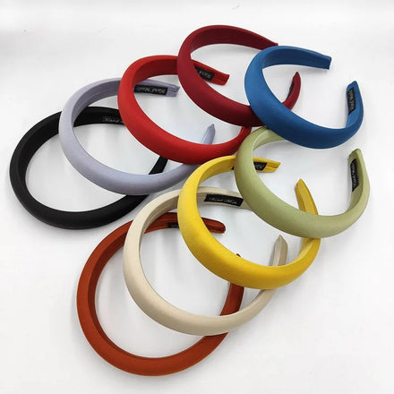 3cm Width Satin Sponge Hairband Women Alice Foam Headbands Hair Accessories Head Band Fashion Headwear Wide Padded Hairbands