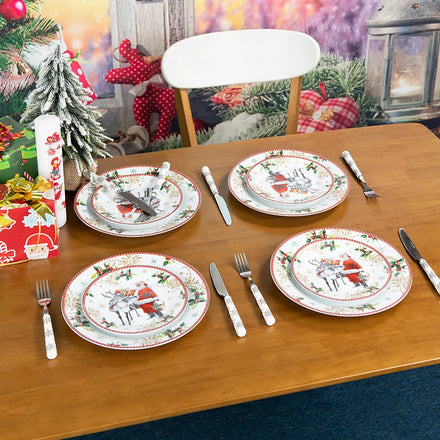 Christmas New Bone China Decorative Dinnerware Set Food Contact Safe Color Box Home Usage Ceramic Tableware Plates