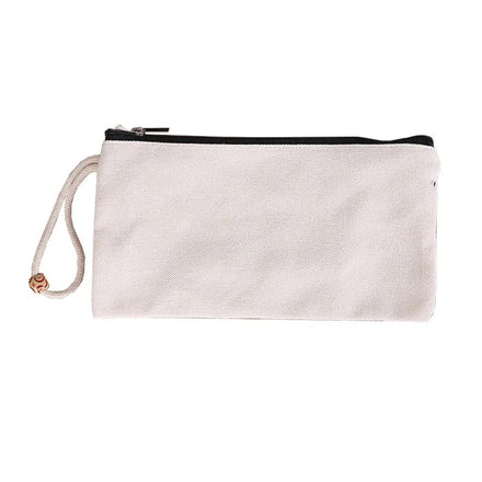 Custom Eco-friendly Simple Pouch Beauty Bags Cotton Canvas Makeup Bag With Zipper Pencil Bag School