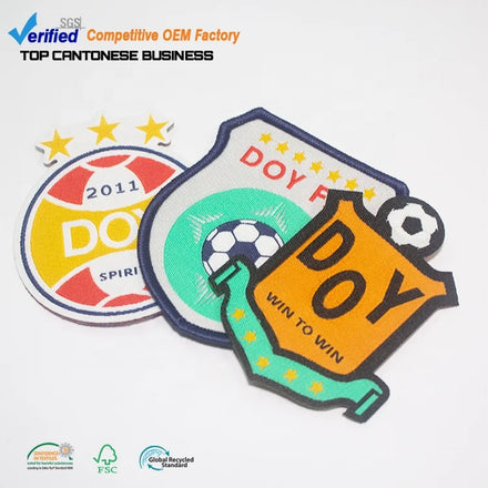 Clothing Parches Factory Price Custom Sports Logo Iron on Soccer Team Club Woven Patches for Clothes
