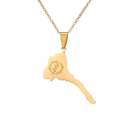 New Fashion Women Stainless Steel Eritrean Map Necklace