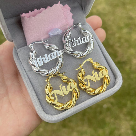 Stainless Steel custom Name hoop Earrings Children's Toddler Small Size Custom Letter Earring for gift