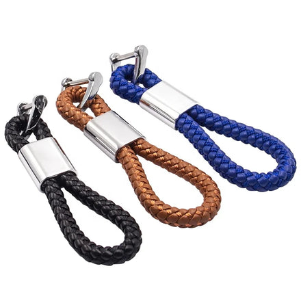 Leather Hand Woven Keychain Metal Key Rings Chains Best Gifts Car Key Holder for Mercedes Benz VW TOYOTA AUDI BMW Auto Keyring