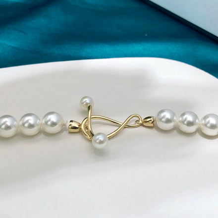 Real 18k Gold Clasp5A 6mm Natural Freshwater Pearl Chain Necklace for Woman Man Engagement Wedding Fashion Exquisite