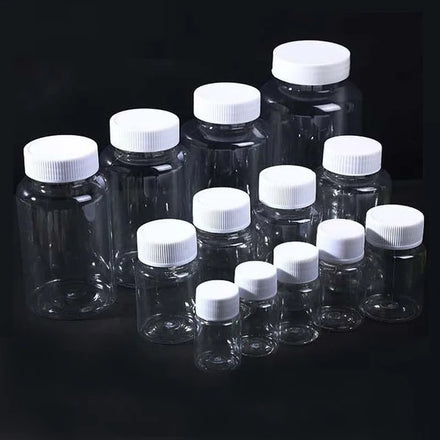 Empty 15/20/30/50/80/100/150ml square Round Plastic Pet Bottles Liquid Medicine Capsule Screw Lid Samples Jar