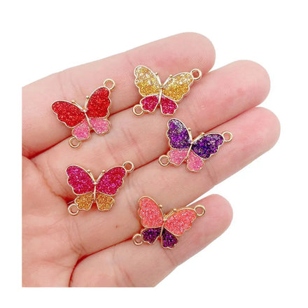 Enamel Butterfly Charms with Double Hole 3D Metal Alloy Connectors Fit Bracelet Necklace Jewelry Making Yiwu Supplier