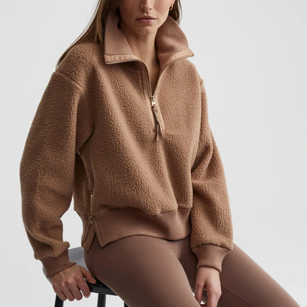 Sport Top Fitness Women Long Sleeve Crop Polar Fleece Winter Autumn Gym Casual Sweatshirt