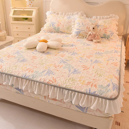 Washable Bed Skirt Thickened Bed Skirt Covering Non- Plus Microfiber Home Mattress Cover