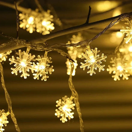 Holiday decorative LED Battery Powered USB Waterproof Snowflake String Lights for Christmas