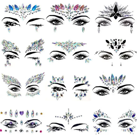 Face Gems Jewels Tattoos Festival Tears Rhinestone Rave Party Eyes Body Temporary Stickers Self-Adhesive Chunky Crystal