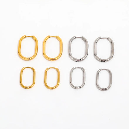 Fenny 18K Gold-plated Tarnish Free Simple Oval Basic Hoop Huggie Earring Wholesale Stainless Steel Ladies Jewelry