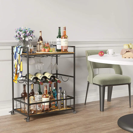 Guoge FG0216 Modern Metal Mobile Kitchen Cart with 3 Drawers & 3 Shelves Eco-Friendly Waterproof Durable Easy Install & Clean