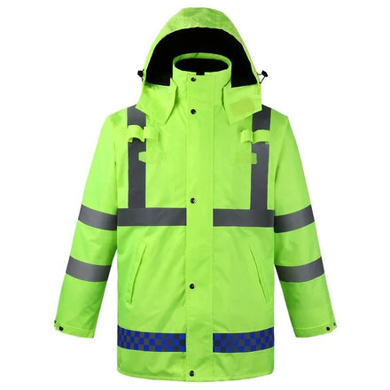 Traffic Duty Reflective Winter Waterproof Raincoat With Removable LinerSecurity Winter Jacket