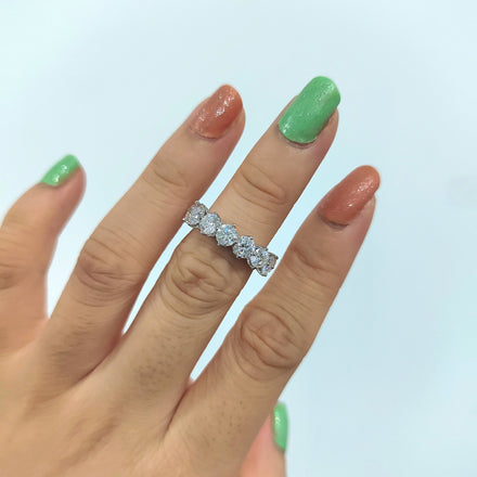 Real Gold Diamond Ring 4mm Round Shape Brilliant Cut 10k Solid Gold Eternity Ring Moissanite for Weeding