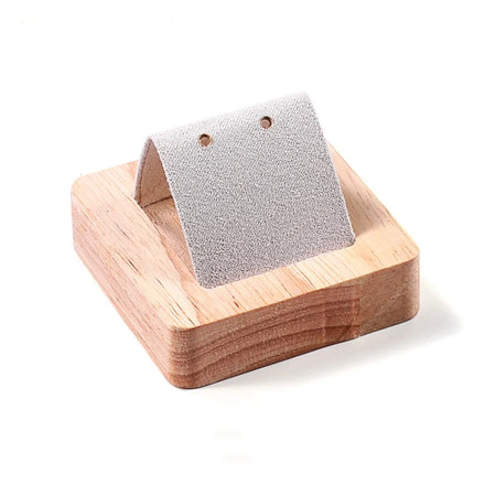 1 Pair Natural Wood Jewelry Earrings Stand Holder Display Stander Leather/Velvet Movable Detachable Design Multi-color Options