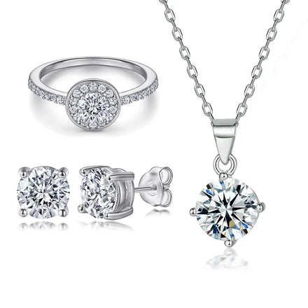 Simple Design Silver Prom Jewelry Women Silver Accessory Ring Pendant Earring 925 Sterling Silver Jewelry Sets