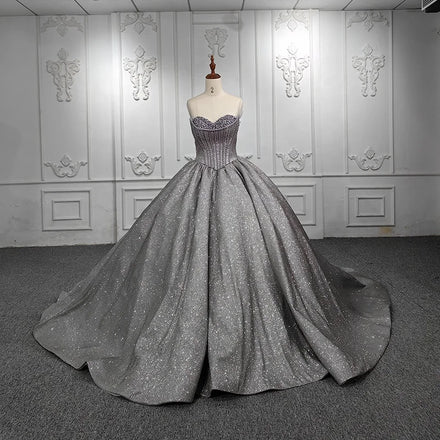 Jancember DY9991 Sweetheart Sleeveless Beading Chapel Train Lace up Evening Dress