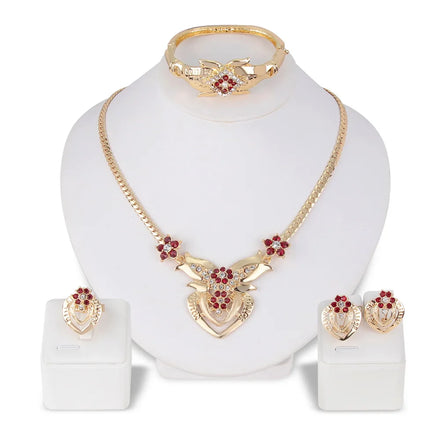 Gothic Hip Pop Zircon Charm Pendant Necklace/Earrings/Bracelet Indian Fashion GOLD Women Vintage Jewelry Sets