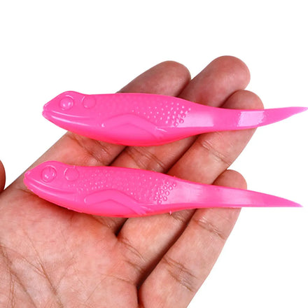 6pcs Hot Sale Rubber Plastic Fish Lure Floating Sinking High Strength Durable Saltwater Fishing Soft Bait With 2 Single Hook Set