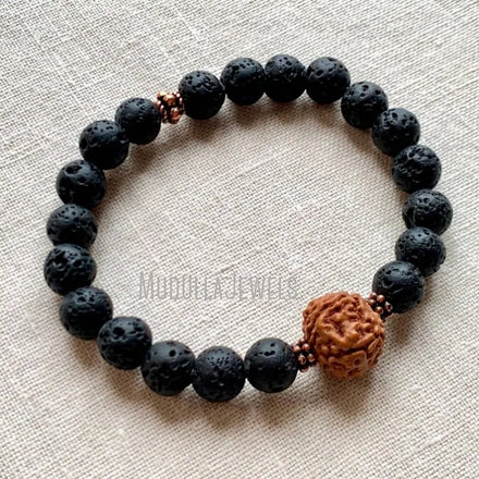 WMB44254 Wholesale Rudraksha Mixed Natural Gemstone Mala Bracelet Meditation Yoga Spiritual Daily Wear Jewelry