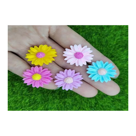 100PCS Flatback Daisy Flower Resin Cabochons Scrapbook Craft 21mm DIY Embellishments Decor Headwear Accessories Earring Charms