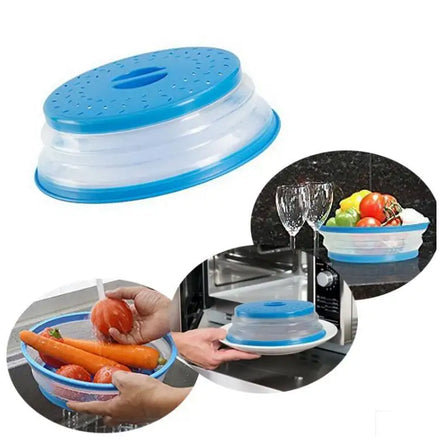 Bpa FreeCollapsible Splatter Proof Oven Plate Lid Easy Grip Handle Vented Microwave Cover for Heating Food