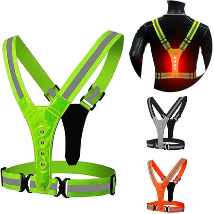LED Reflective Vest Safety Gear Light up Vest for Night Walking Cycling High Visibility Running Vest with Reflective Strips