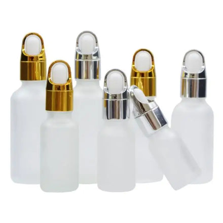 10ml 15ml 20ml 30ml 50ml Frosted Glass Essential Oil Dropper Bottle With Gold Silver Basket Dropper Cap