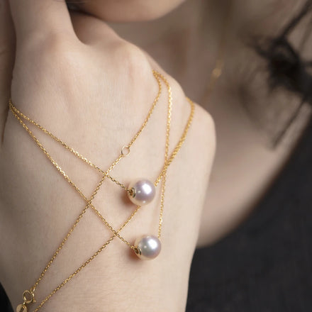 Refined Signature 14K 18K Real Gold Seawater Akoya Pearl Pendant Necklace Various Sizes Available Custom