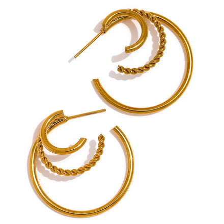 JINYOU 1015 Fashion Statement Multi Geometric Earrings Stainless Steel 18K Gold Color Texture Unusual Personality Charm Jewelry