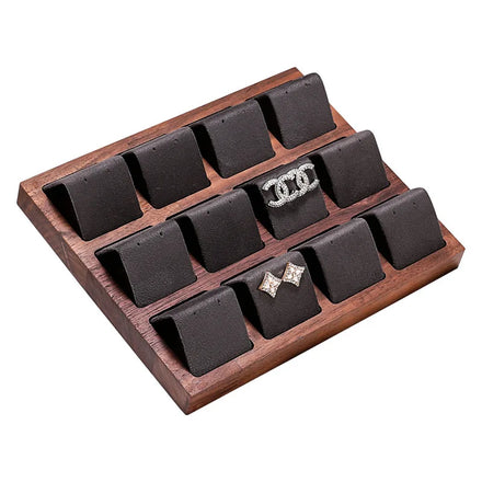 12 Pair Walnut Wood Jewelry Earrings Stand Holder Display Pendientes Orecchini Rack Organizer