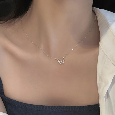 Wholesale Women's Statement S925 Sterling Silver Butterfly Necklace 14K Gold Plated Fashion Minimalist Butterfly Jewelry