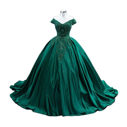 AL1186 Hot Ball Gowns for Women Evening Dresses High Quality Green Floral Evening Dress Ball Prom Evening Wedding Dresses