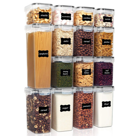 New Arrival 24pcs Portable Customized Kitchen Plastic Dry Food Cereal Storage Containers Set Food House