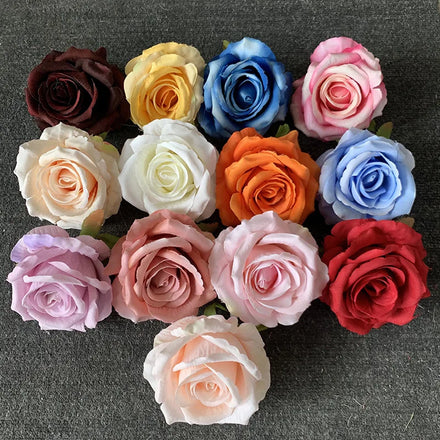 Yopin-1339 Artificial Handmade Red Silk Rose Flower Head for Wedding Decoration