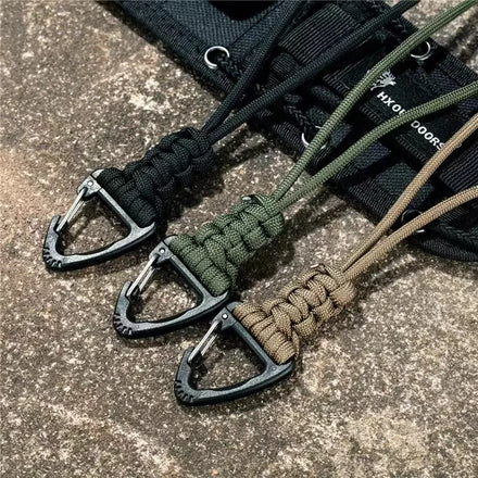 Paracord Keychain Lanyard Triangle Buckle High Strength Parachute Cord Self-Defense Emergency Survival Backpack Key Ring